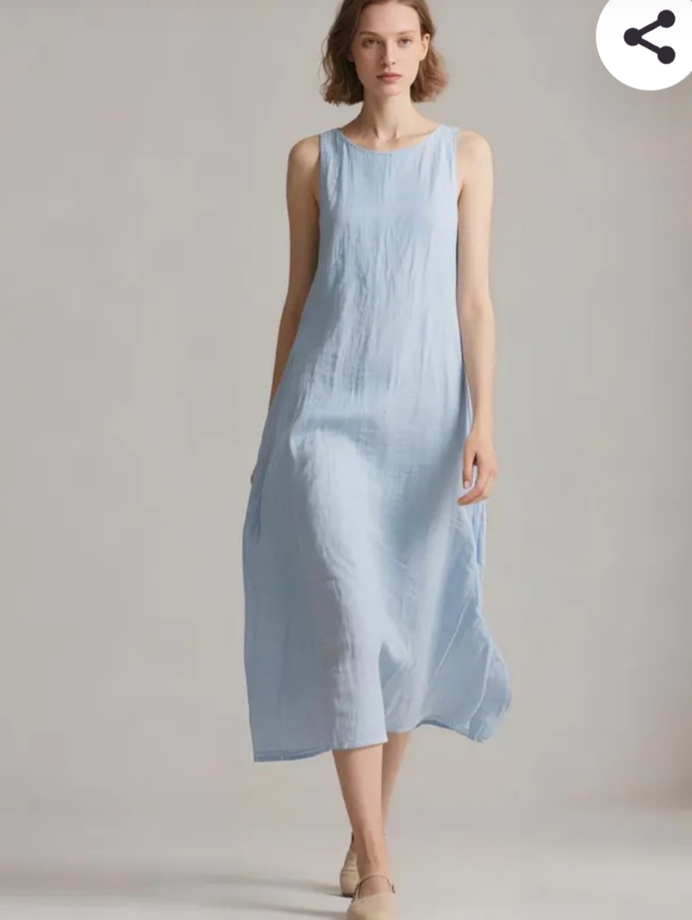 Compliments Light Blue Cotton Midi Dress Sleeveless Size Meduim